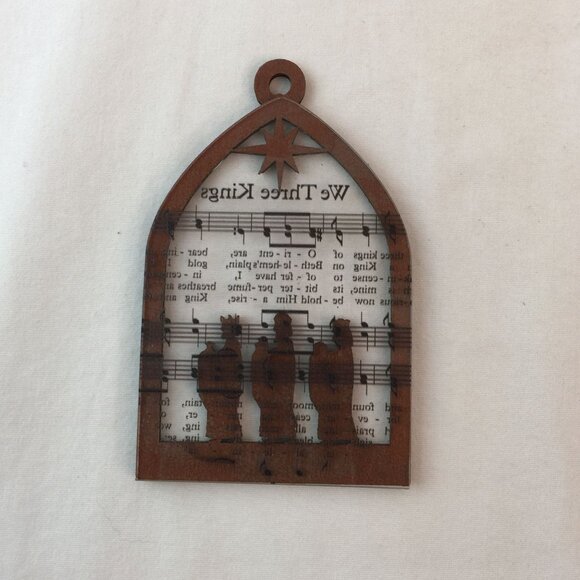 Wood Laser Cut Nativity Christmas Ornament w/Carol Music 4" Set of 6 Lot #4 - Picture 9 of 14